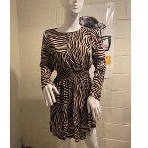 H&M Brown and tan zebra print long sleeve dress!